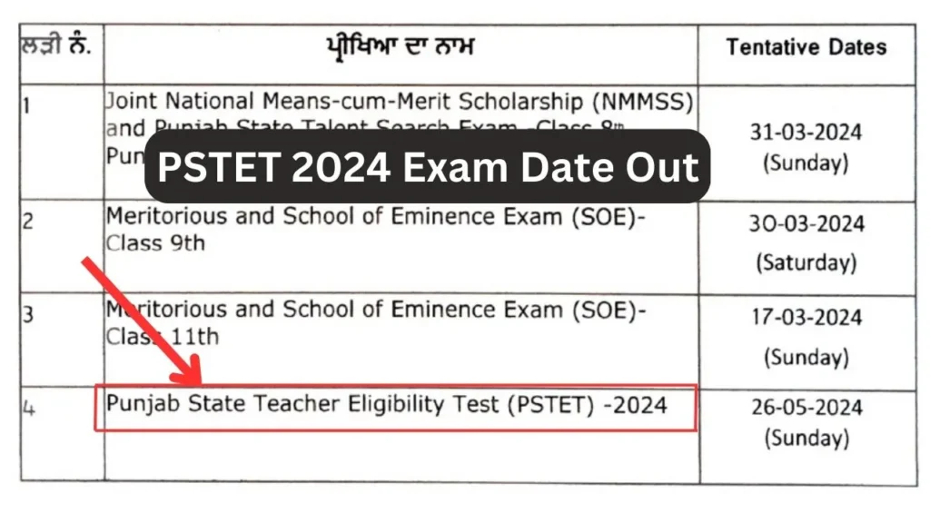 PSTET 2024 Exam Date Out