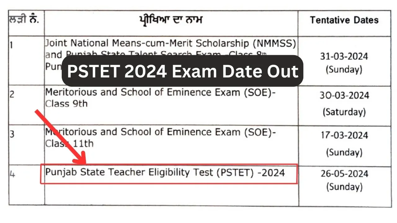 PSTET 2024 Exam Date Out: PSTET 2024 Notification Released Apply Online